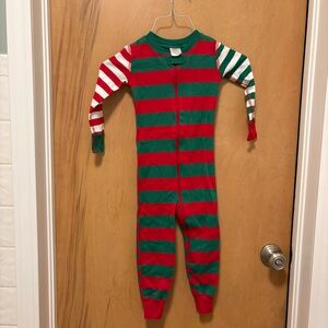 Hanna Andersson Red and Green Striped Kids one piece pajamas
